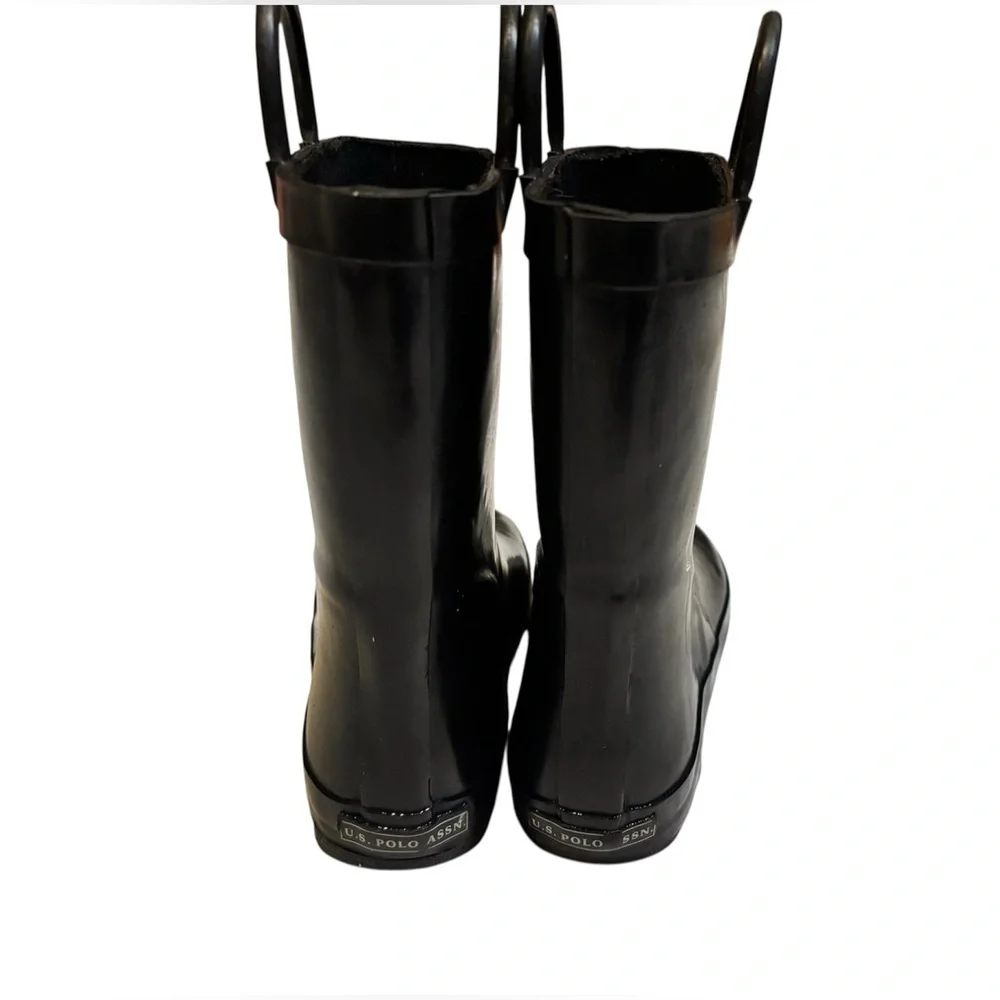 U.S. Polo Assn. Kids Black Rubber Rain Boots - Size 12 Toddler